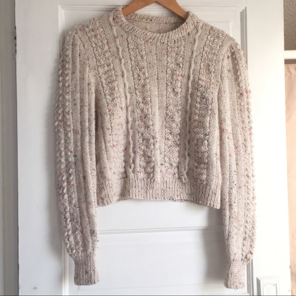 Vintage confetti puff crop sweater